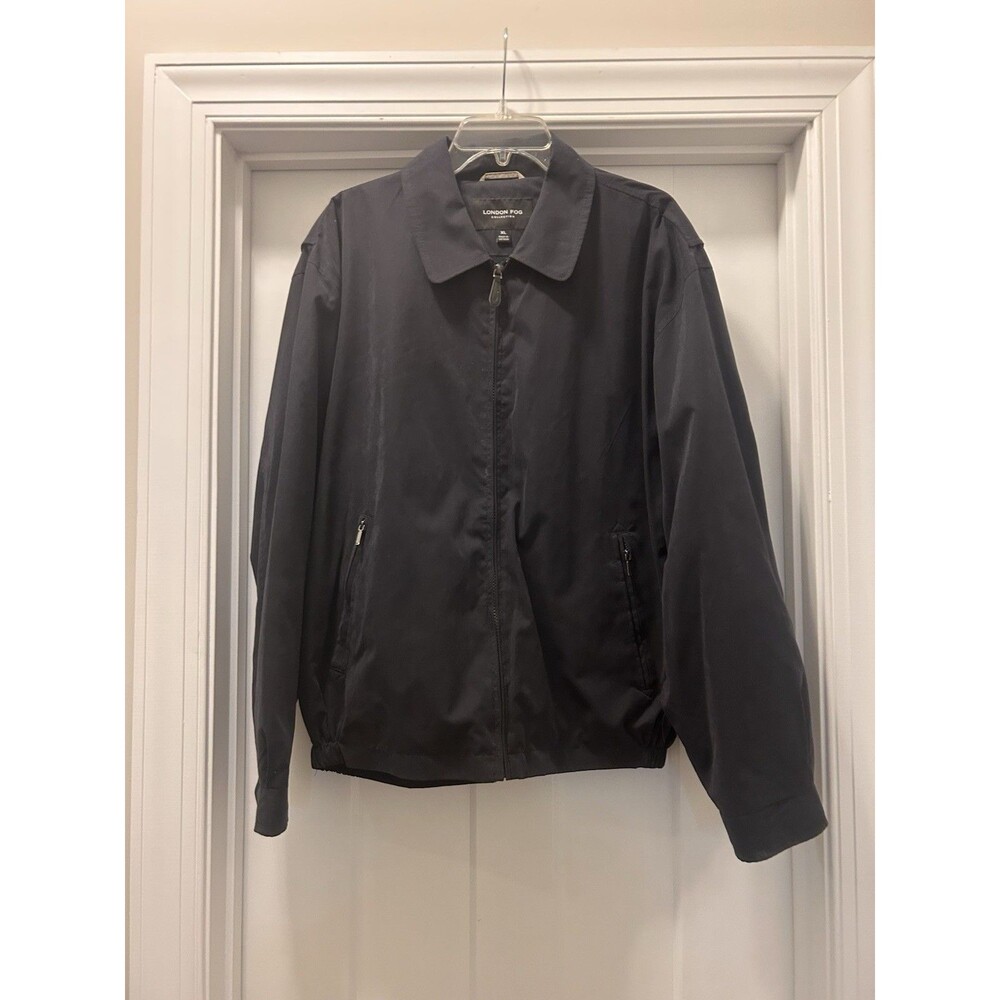 London Fog Collection Jacket Blue Soft Shell Collared Zip Pockets Lined Size XL